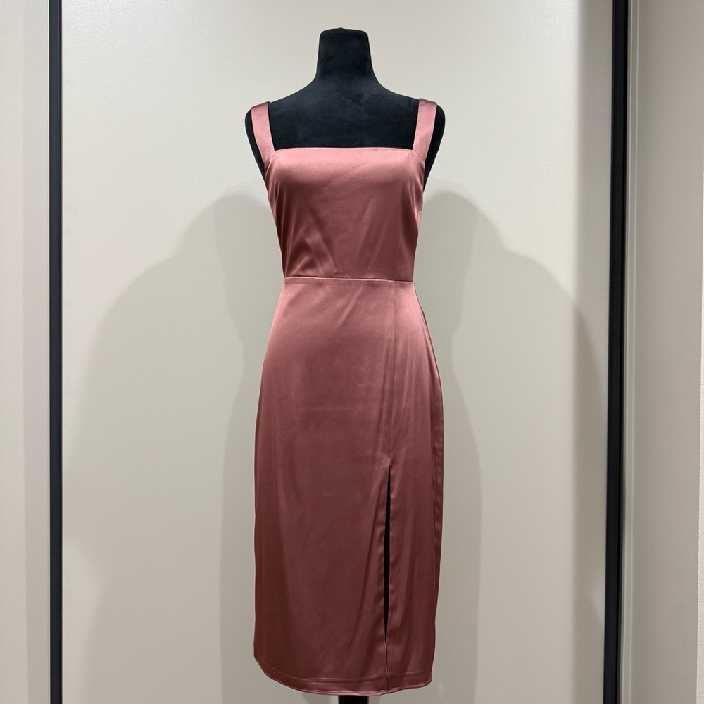 Aritzia Babaton 90s Slit Satin Midi Dress Rose